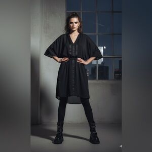 Helmut Lang Blouson Gothic Minimalist Dress Size M